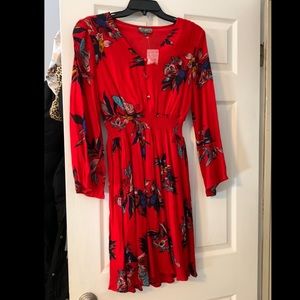 New Women’s J. Gee Red Floral print dress